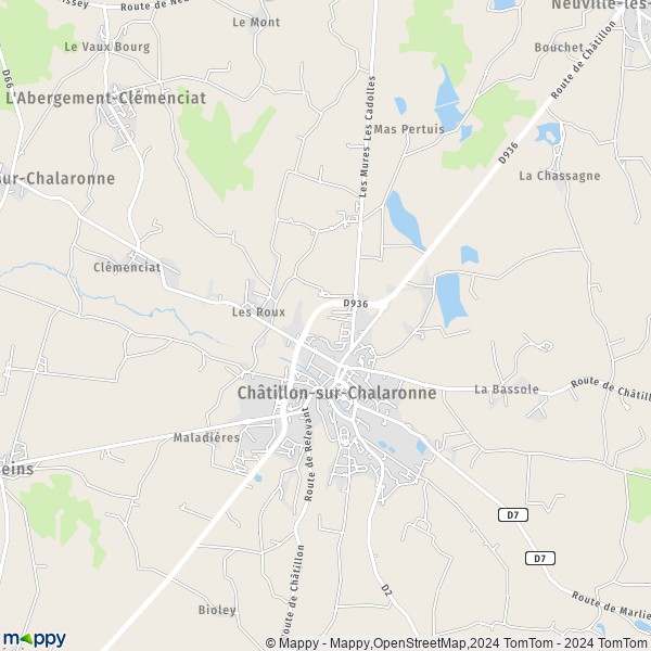 La carte pour la ville de Châtillon-sur-Chalaronne 01400