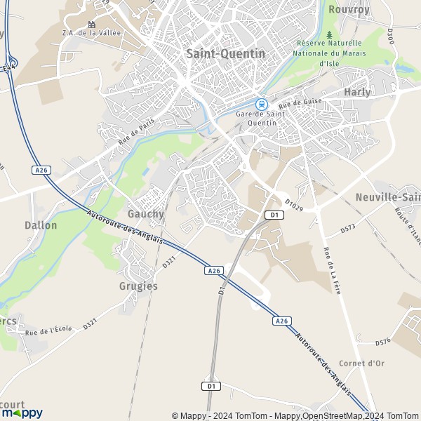 La carte pour la ville de Gauchy 02430
