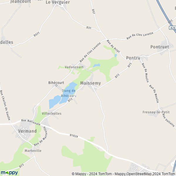 La carte pour la ville de Maissemy 02490