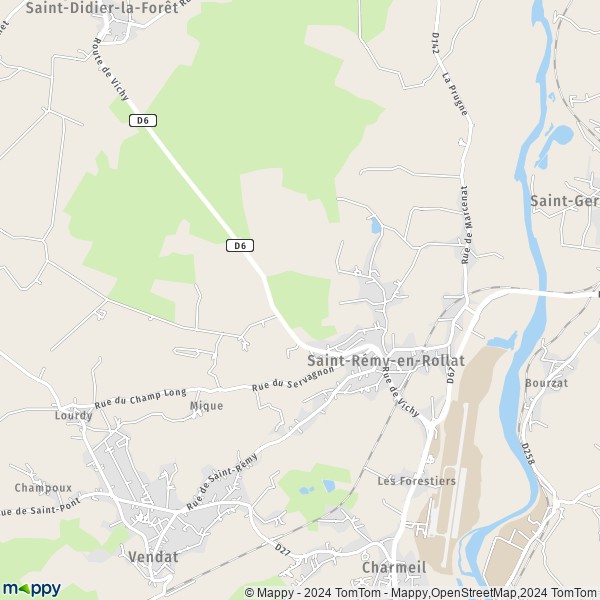 La carte pour la ville de Saint-Rémy-en-Rollat 03110