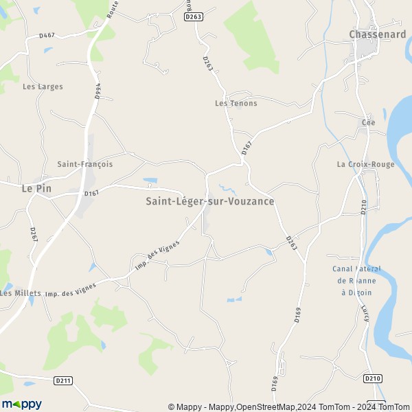 La carte pour la ville de Saint-Léger-sur-Vouzance 03130