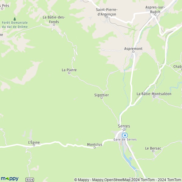 La carte pour la ville de Sigottier 05700
