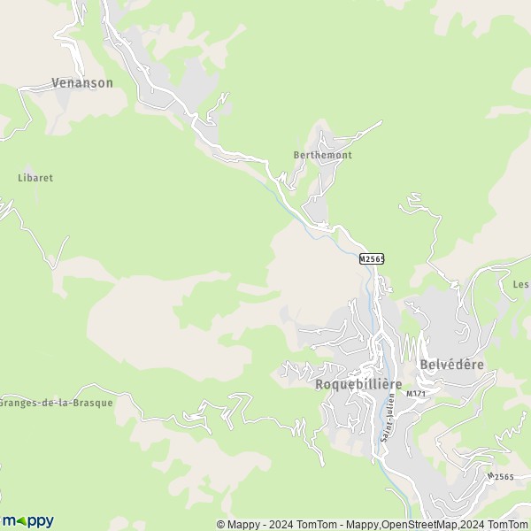 La carte pour la ville de Roquebillière 06450