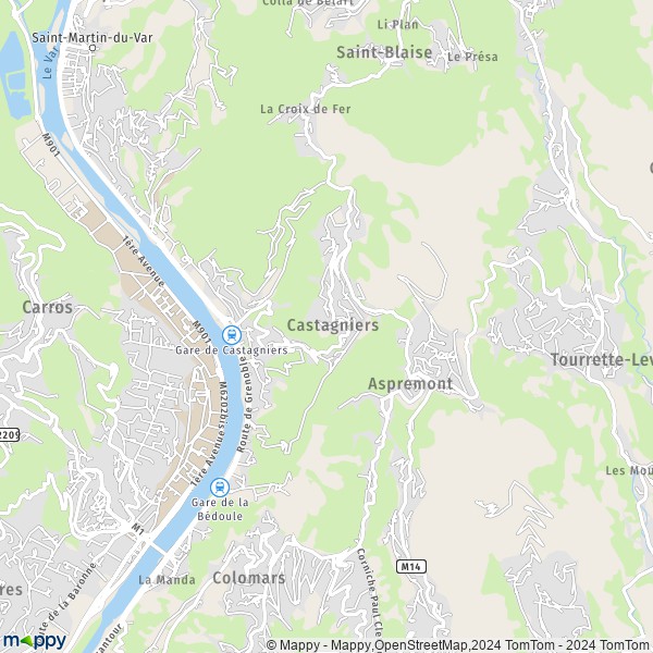 La carte pour la ville de Castagniers 06670
