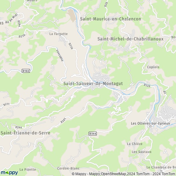 La carte pour la ville de Saint-Sauveur-de-Montagut 07190