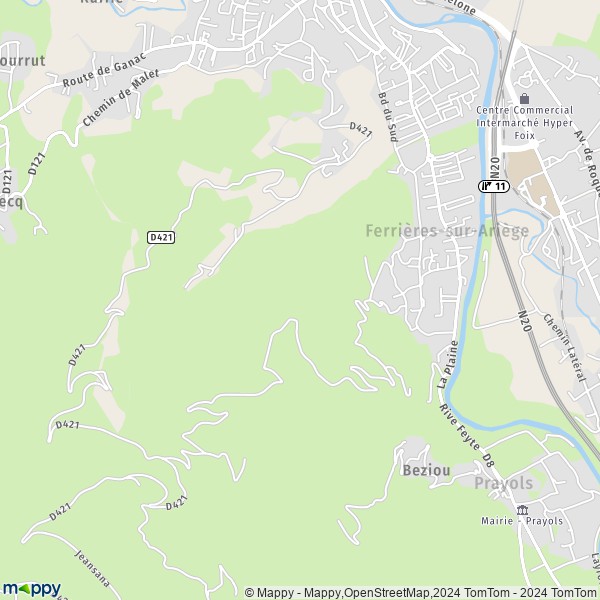 La carte pour la ville de Ferrières-sur-Ariège 09000