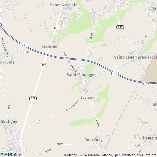 La carte pour la ville de Saint-Pouange 10120