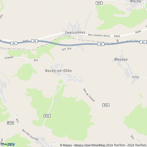 La carte pour la ville de Bucey-en-Othe 10190