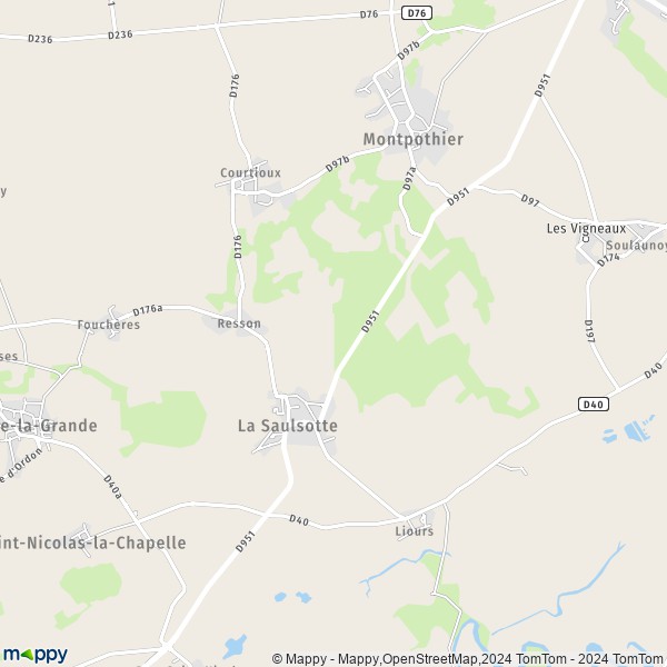 La carte pour la ville de La Saulsotte 10400
