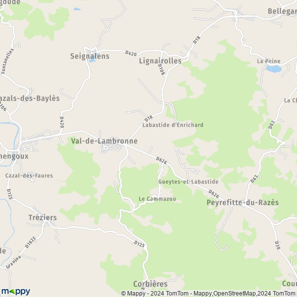 La carte pour la ville de Gueytes-et-Labastide, 11230 Val-de-Lambronne