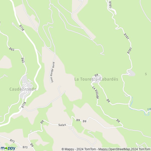 La carte pour la ville de La Tourette-Cabardès 11380