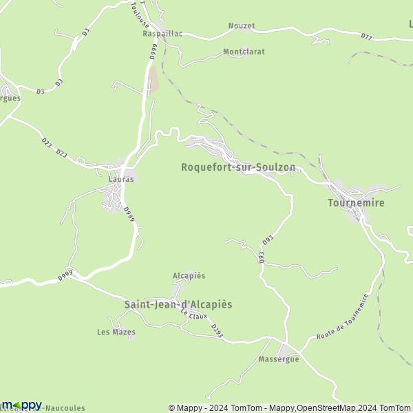 La carte pour la ville de Roquefort-sur-Soulzon 12250