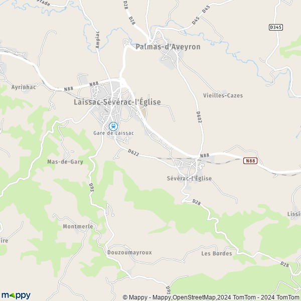 La carte pour la ville de Laissac-Sévérac-l'Église 12310