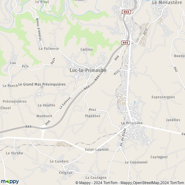 La carte pour la ville de Luc-la-Primaube 12450