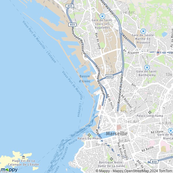 La carte pour la ville de 2e Arrondissement, Marseille