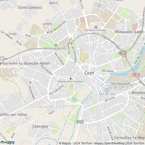 La carte pour la ville de Caen 14000