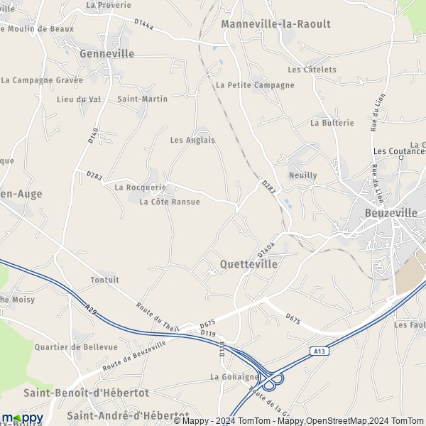 La carte pour la ville de Quetteville 14130