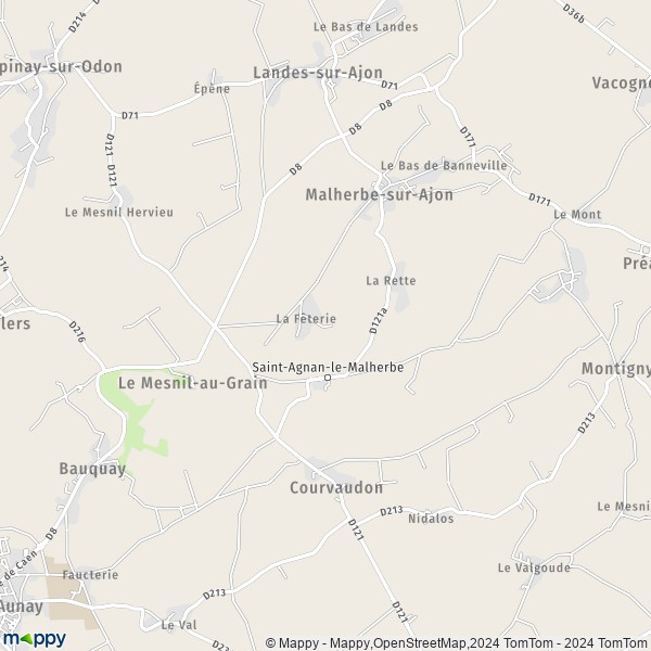 La carte pour la ville de Saint-Agnan-le-Malherbe, 14260 Malherbe-sur-Ajon