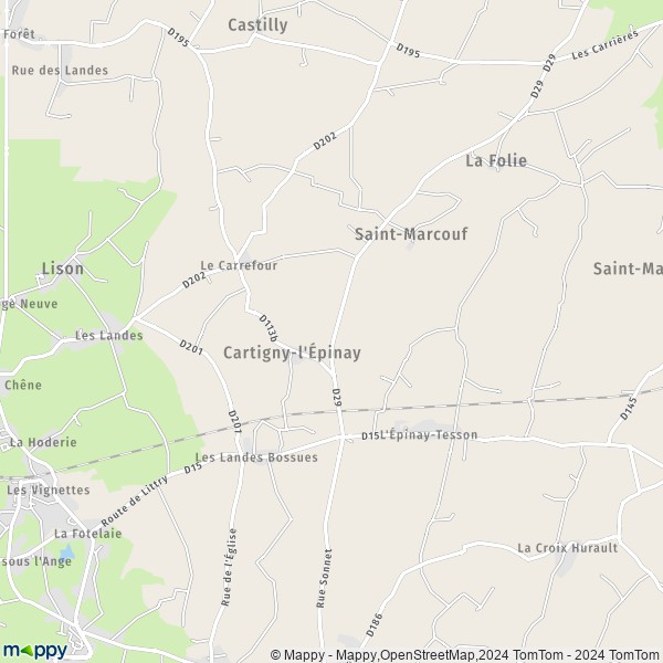 La carte pour la ville de Cartigny-l'Épinay 14330