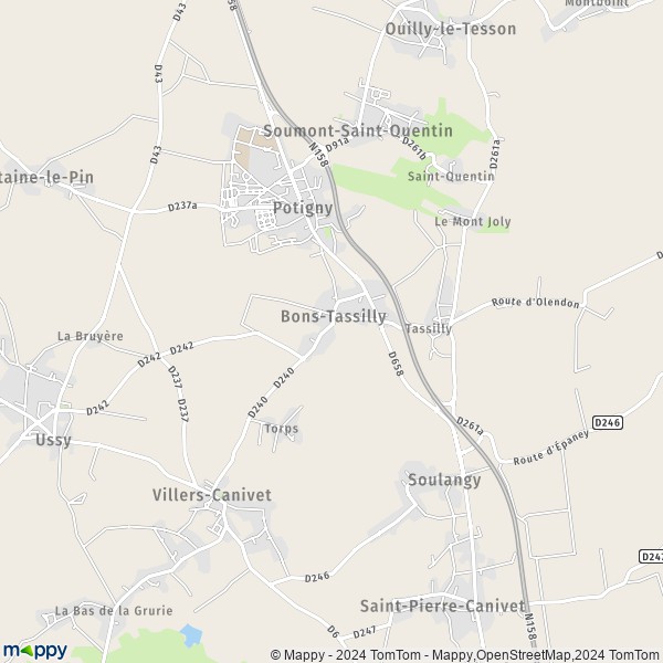 La carte pour la ville de Bons-Tassilly 14420