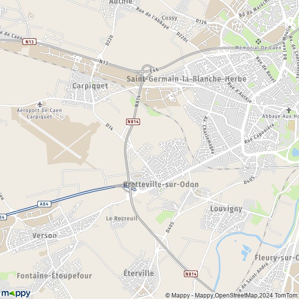 La carte pour la ville de Bretteville-sur-Odon 14760