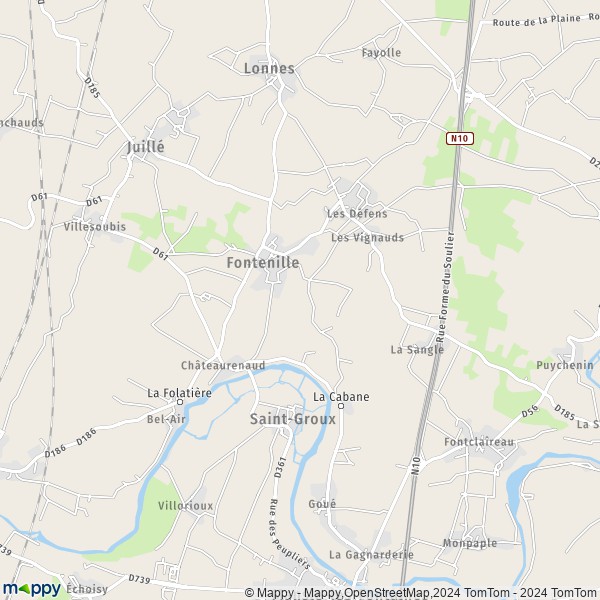 La carte pour la ville de Fontenille 16230