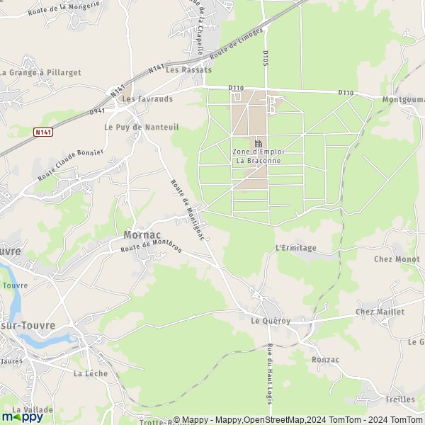 La carte pour la ville de Mornac 16600