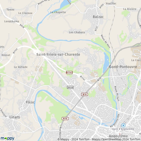 La carte pour la ville de Saint-Yrieix-sur-Charente 16710