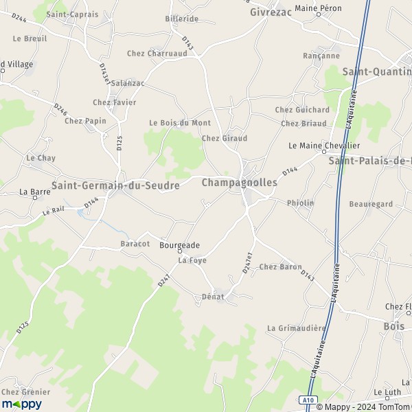 La carte pour la ville de Champagnolles 17240