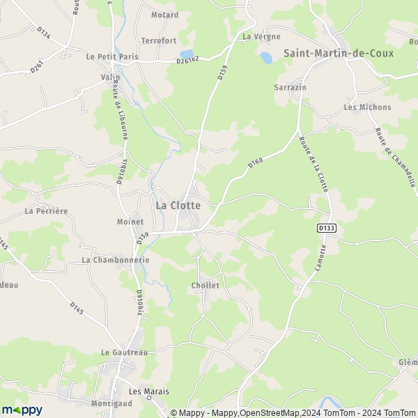 La carte pour la ville de La Clotte 17360