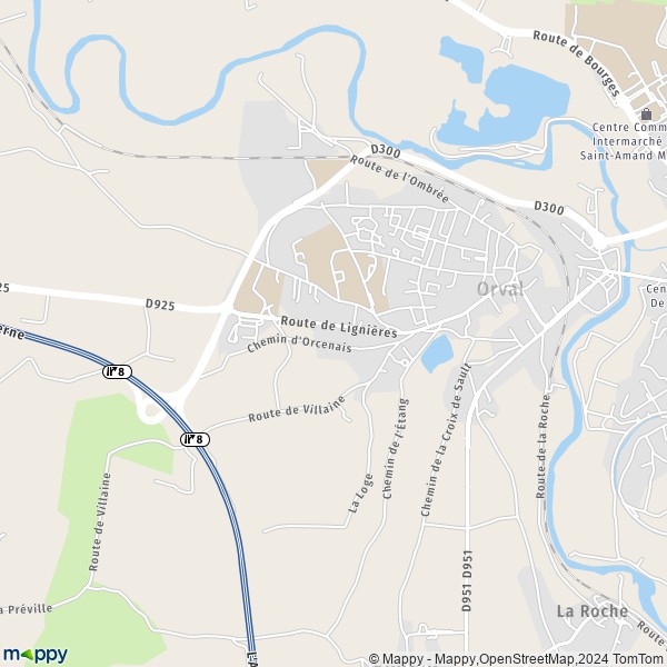 La carte pour la ville de Orval 18200