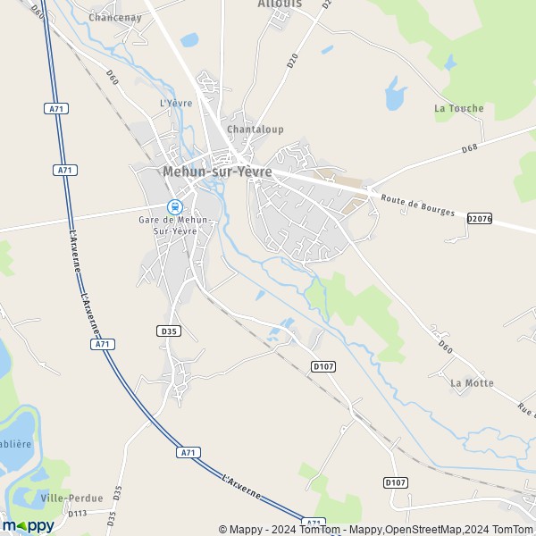 La carte pour la ville de Mehun-sur-Yèvre 18500