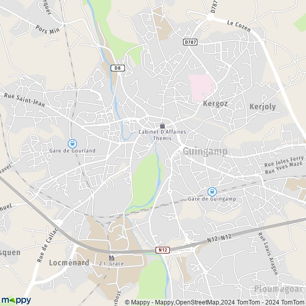 La carte pour la ville de Guingamp 22200