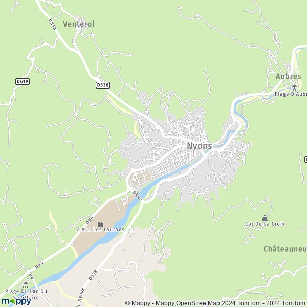 La carte pour la ville de Nyons 26110