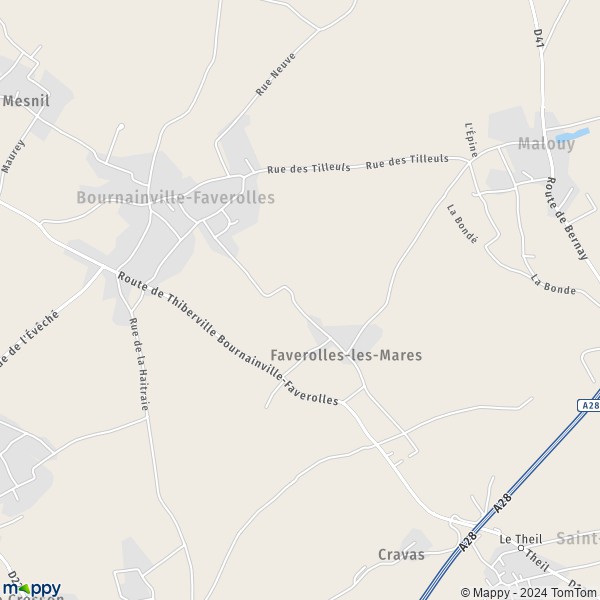 La carte pour la ville de Bournainville-Faverolles 27230