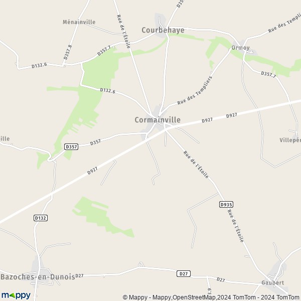 La carte pour la ville de Cormainville 28140
