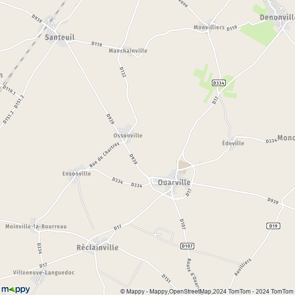 La carte pour la ville de Ouarville 28150