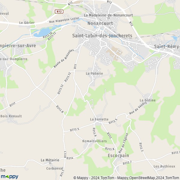 La carte pour la ville de Saint-Lubin-des-Joncherets 28350