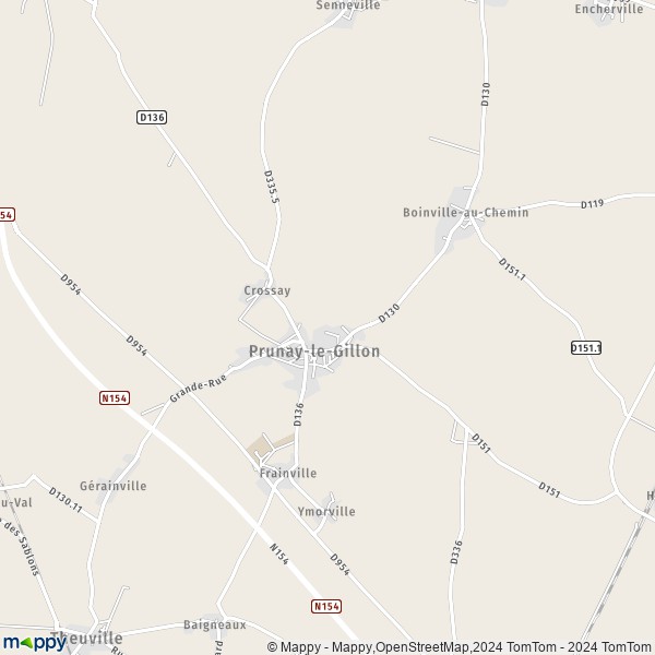 La carte pour la ville de Prunay-le-Gillon 28360