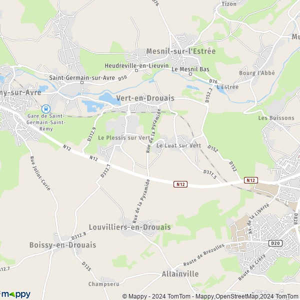La carte pour la ville de Vert-en-Drouais 28500