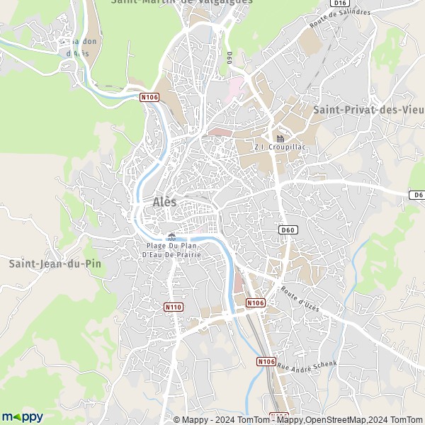 La carte pour la ville de Alès 30100