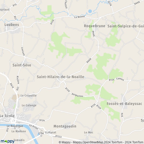 La carte pour la ville de Saint-Hilaire-de-la-Noaille 33190