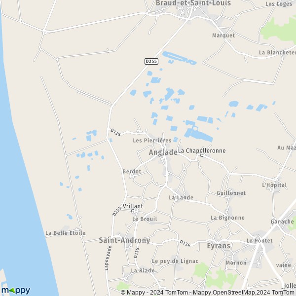 La carte pour la ville de Anglade 33390