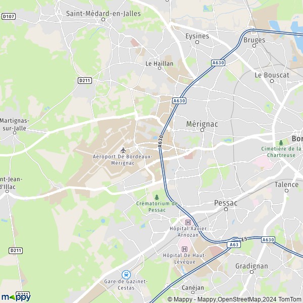 La carte pour la ville de Mérignac 33700