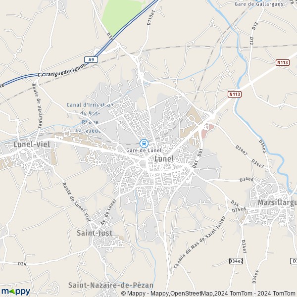 La carte pour la ville de Lunel 34400
