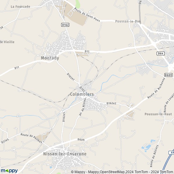 La carte pour la ville de Colombiers 34440