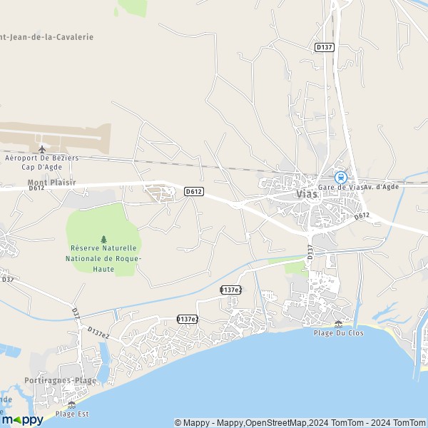 La carte pour la ville de Vias 34450