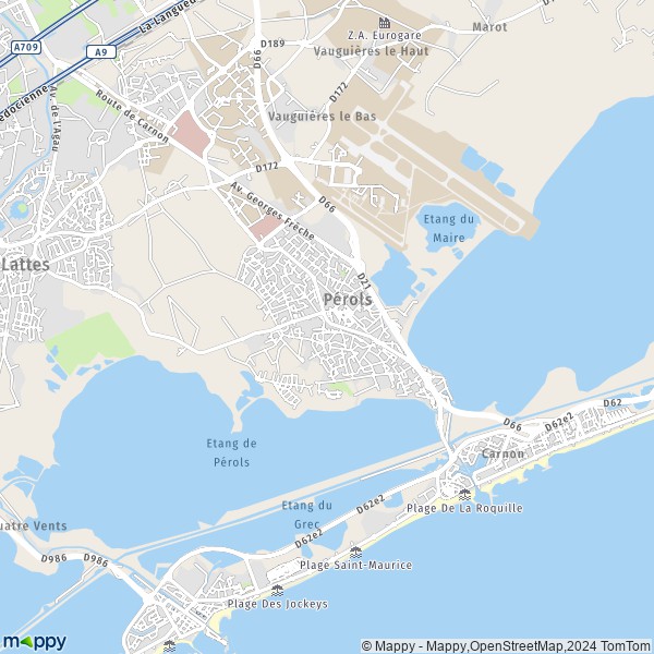 La carte pour la ville de Pérols 34470