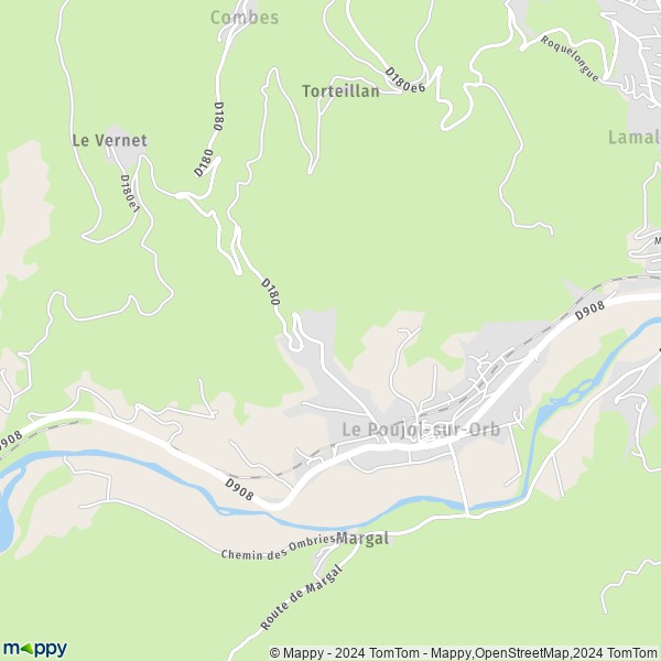 La carte pour la ville de Le Poujol-sur-Orb 34600