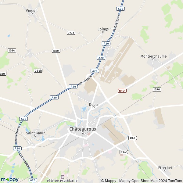 La carte pour la ville de Déols 36130